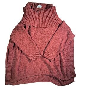 Allie Rose Sweater Maroon Chunky Knit Turtleneck Pullover Cozy Fall Winter SizeL